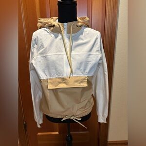 Laurie Ferraro Golden Sand Half Zip Hooded Pullover,  100% cotton. Size S